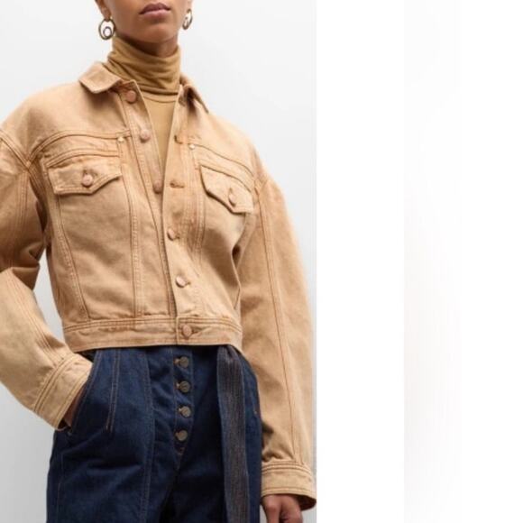 Ulla Johnson Cosette Jacket Stone Wash Denim Puff Sleeve Size Large Rare Runway - Picture 7 of 13